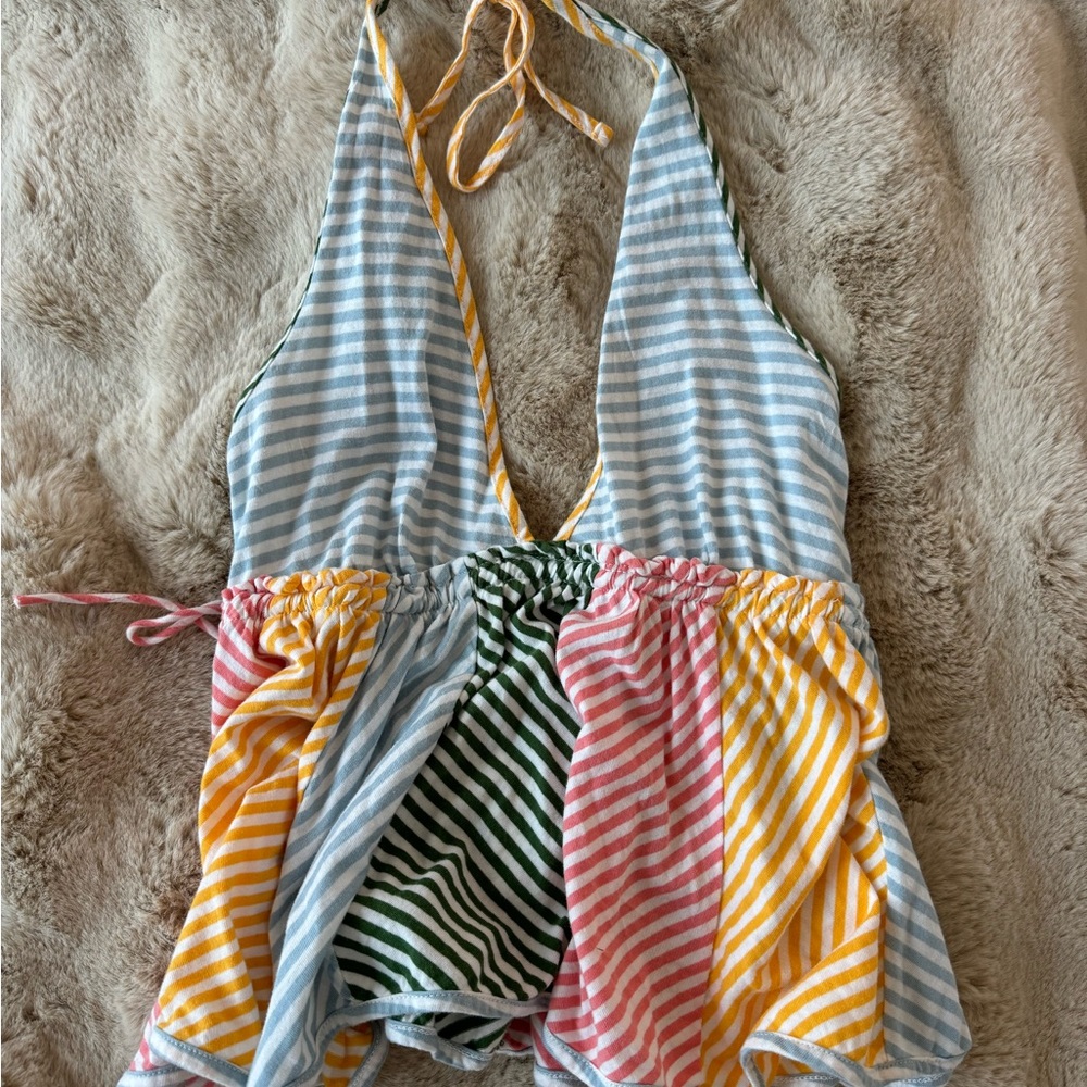 Anthropologie Blue and White Striped Top